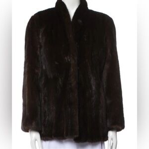 Brown mink fur jacket coat